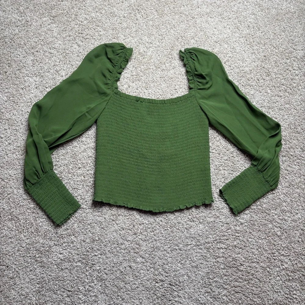 Reformation Pinto Smocked Square Neck Long Sleeve